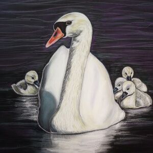 Swan original pastel painting
